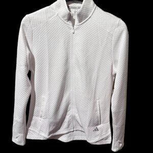 adidas Women's Textured Full Zip Jacket Large White Pockets NWT